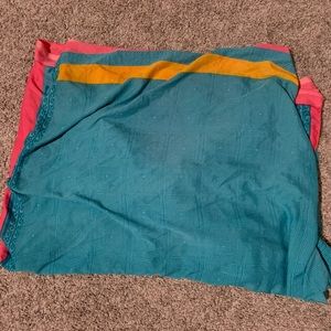 Blue pink yellow summer saree